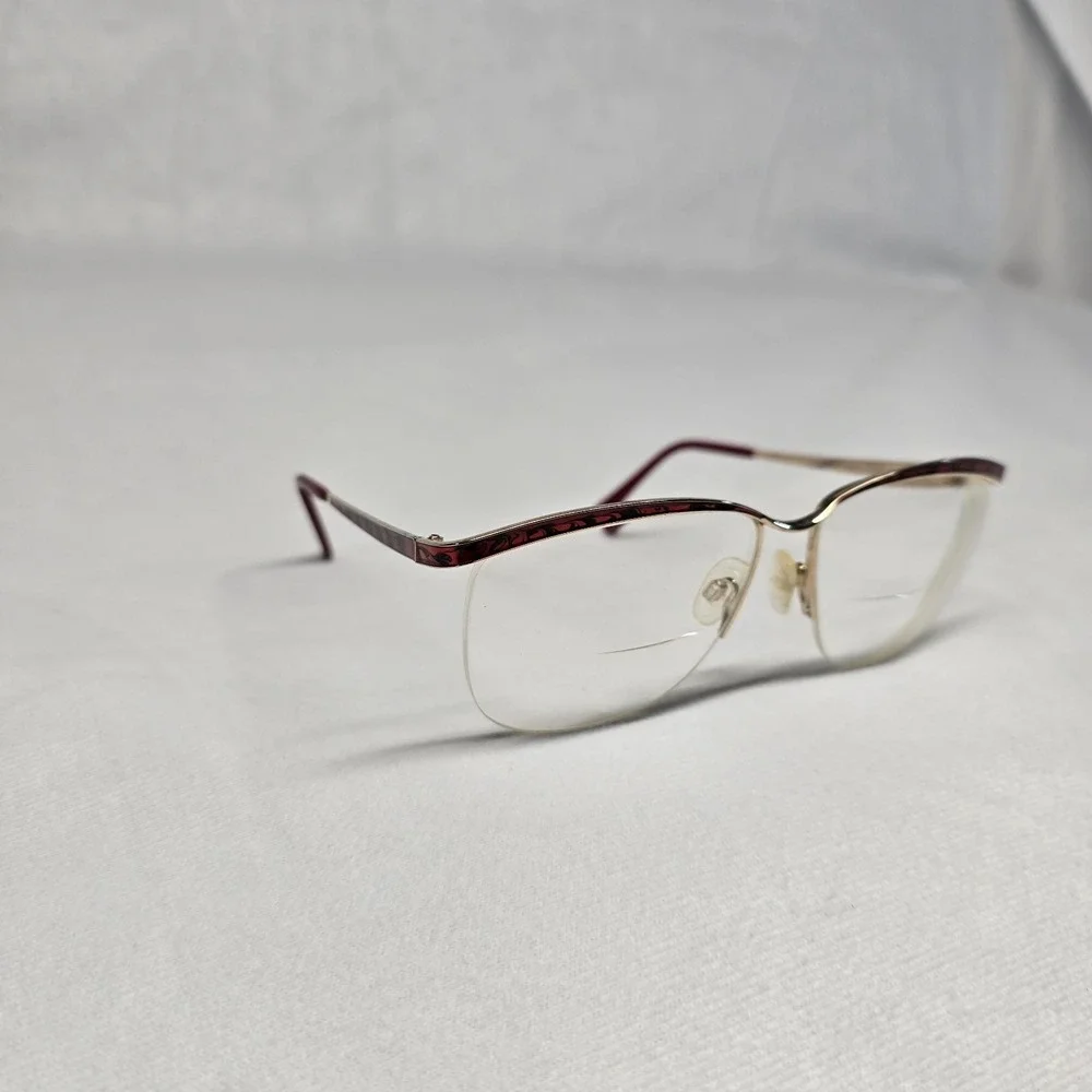 Marchon Ginger Red Marble Half Rim Eyeglass Frames Women‎ 56[]16 130 Japan